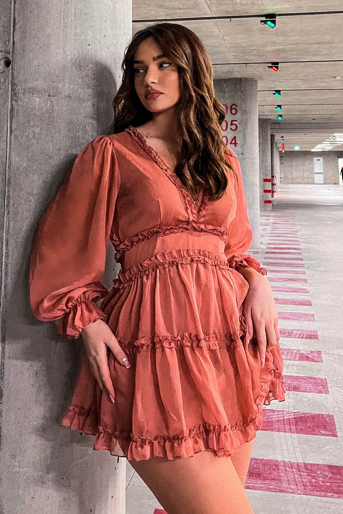 Fashion Nova Juliet Flare Ruffle Mini Dress - Mauve 3 Fashion Nova Juliet Flare Ruffle Mini Dress - Mauve