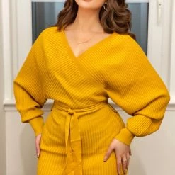 Fashion Nova Just Between Us Sweater Dress - Mustard
