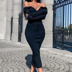 Fashion Nova Kallan Knit Dress - Black -fashion nova dresses Shop KallanKnitDress Black 2 MER
