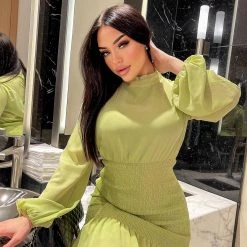 Fashion Nova Kisses Smocked Mini Dress - Chartreuse