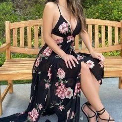 Fashion Nova Lanai Maxi Dress - Black Floral