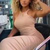 Fashion Nova Living For It Ribbed Midi Dress - Mocha -fashion nova dresses Shop LivingForItRibbedMidiDress Mocha MER