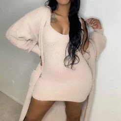 Fashion Nova Living In It Cozy Dress Set - Taupe -fashion nova dresses Shop LivingInItCozyDressSet Taupe 2 MER PLUS