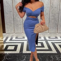 Fashion Nova Lucky Me Midi Dress - Blue