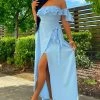 Fashion Nova Mara Off Shoulder Maxi Dress - Light Blue -fashion nova dresses Shop MaraOffShoulderMaxiDress LightBlue MER