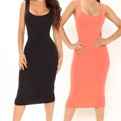Fashion Nova Maya 2 Pack Midi Dress - Orange/combo