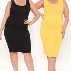Fashion Nova Maya 2 Pack Midi Dress - Yellow/combo -fashion nova dresses Shop Maya 2Pack MidiDress Yellowcombo PLUS 14710 WG