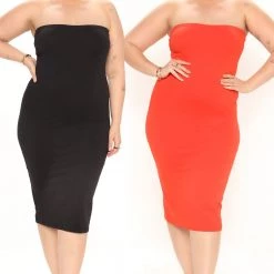 Fashion Nova Mia 2 Pack Midi Dress - Red/combo -fashion nova dresses Shop Mia 2Pack MidiDress Redcombo PLUS 5220 WG