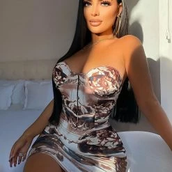 Fashion Nova My Angel Baby Printed Mini Dress - Brown/combo -fashion nova dresses Shop MyAngelBabyPrintedMiniDress Browncombo 2 MER