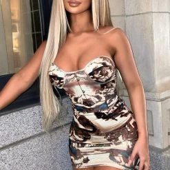 Fashion Nova My Angel Baby Printed Mini Dress - Brown/combo -fashion nova dresses Shop MyAngelBabyPrintedMiniDress Browncombo MER 3