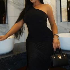 Fashion Nova My Man And Me Ruched Midi Dress - Black 13 Fashion Nova My Man And Me Ruched Midi Dress - Black -fashion nova dresses Shop MyManAndMeRuchedMidiDress BlackSize S MER 1