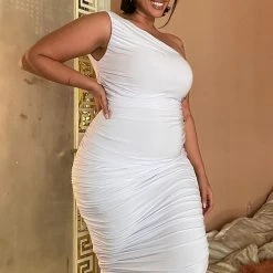 Fashion Nova My Man And Me Ruched Midi Dress - White -fashion nova dresses Shop MyManAndMeRuchedMidiDress White MER
