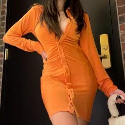 Fashion Nova Nights To Remember Shirt Dress - Orange -fashion nova dresses Shop NightsToRememberShirtDress Orange MER