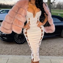 Fashion Nova No Cuts Given Bandage Midi Dress - White