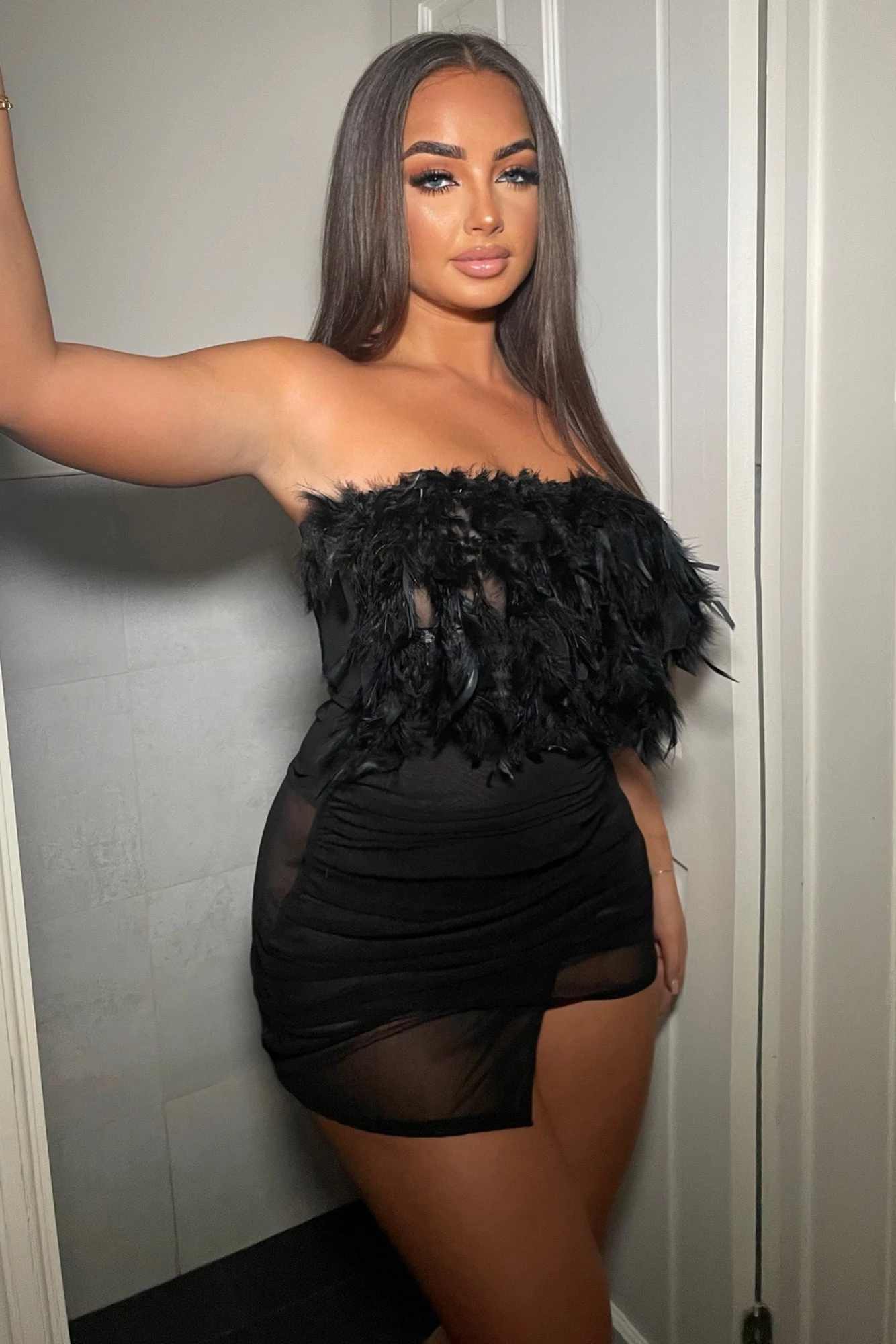 Fashion Nova Noa Feather Mini Dress - Black 3 Fashion Nova Noa Feather Mini Dress - Black