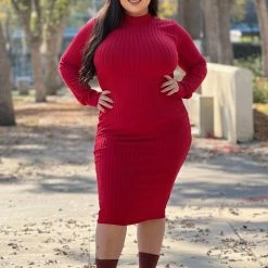 Fashion Nova Not Over You Yet Sweater Dress - Red -fashion nova dresses Shop NotOverYouYetSweaterDress Red MER CURVE