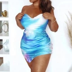Fashion Nova On Cloud Nine Satin Mini Slip Dress - Blue/Pink -fashion nova dresses Shop OnCloudNineSatinMiniSlipDress BluePink MER PLUS