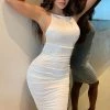 Fashion Nova Party Crasher Ruched Midi Dress - White -fashion nova dresses Shop PartyCrasherRuchedMidiDress White MER