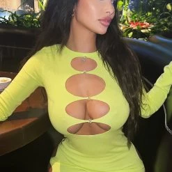 Fashion Nova Petite Adella Sweater Mini Dress - Lime