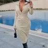 Fashion Nova Priyah Poplin Midi Dress - Taupe -fashion nova dresses Shop PriyahPoplinMidiDress Taupe MER