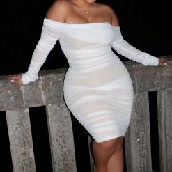 Fashion Nova Ready In A Ruched Off Shoulder Midi Dress - White -fashion nova dresses Shop ReadyInARuchedOffShoulderMidiDress White MER PLUS f39cca2a 9bf5 4d33 aaf4 712229192561