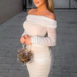 Fashion Nova Ready In A Ruched Off Shoulder Midi Dress - White -fashion nova dresses Shop ReadyInARuchedOffShoulderMidiDress White MER acb15ad3 bd9c 4199 9e17 4973eb732834