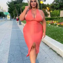 Fashion Nova Selene Midi Dress - Coral 14 Fashion Nova Selene Midi Dress - Coral -fashion nova dresses Shop SeleneMidiDress Coral MER CURVE