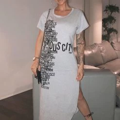 Fashion Nova Send Me Your Location Maxi Dress - Heather Grey