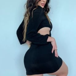 Fashion Nova Shannel Slinky Mini Dress - Black