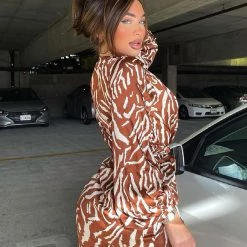 Fashion Nova She's An Animal Mini Dress - Brown/combo -fashion nova dresses Shop She sAnAnimalMiniDress Browncombo MER