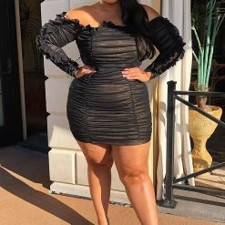 Fashion Nova Sincerely Yours Ruched Mini Dress - Black/combo -fashion nova dresses Shop SincerelyYoursRuchedMiniDress Blackcombo MER