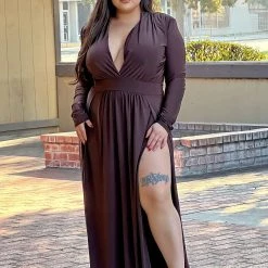 Fashion Nova Spree Dress - Brown -fashion nova dresses Shop SpreeDress Brown MER CURVE