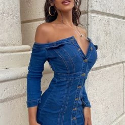 Fashion Nova Start Your Engines Denim Dress - Medium Wash