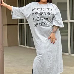 Fashion Nova Stating Facts T Shirt Dress - Grey -fashion nova dresses Shop StatingFactsTShirtDress Grey MER CURVE