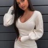 Fashion Nova Steph Sweater Mini Dress - Ivory -fashion nova dresses Shop StephSweaterMiniDress Ivory MER