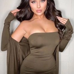 Fashion Nova Still Fallin' For Him Dress Set - Olive