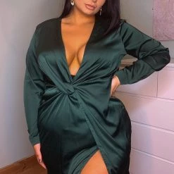 Fashion Nova Sugar Free Dress - Hunter Green -fashion nova dresses Shop SugarFreeDress HunterGreen 2 MER PLUS