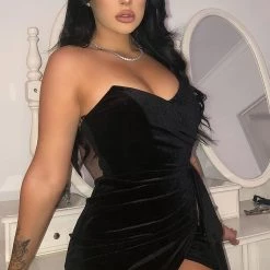 Fashion Nova Sweet Revenge Velvet Mini Dress - Black