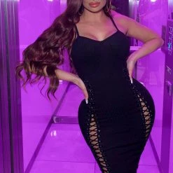 Fashion Nova Temperance Knit Dress - Black