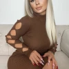 Fashion Nova There For You Sweater Midi Dress - Cognac -fashion nova dresses Shop ThereForYouSweaterMidiDress Cognac MER