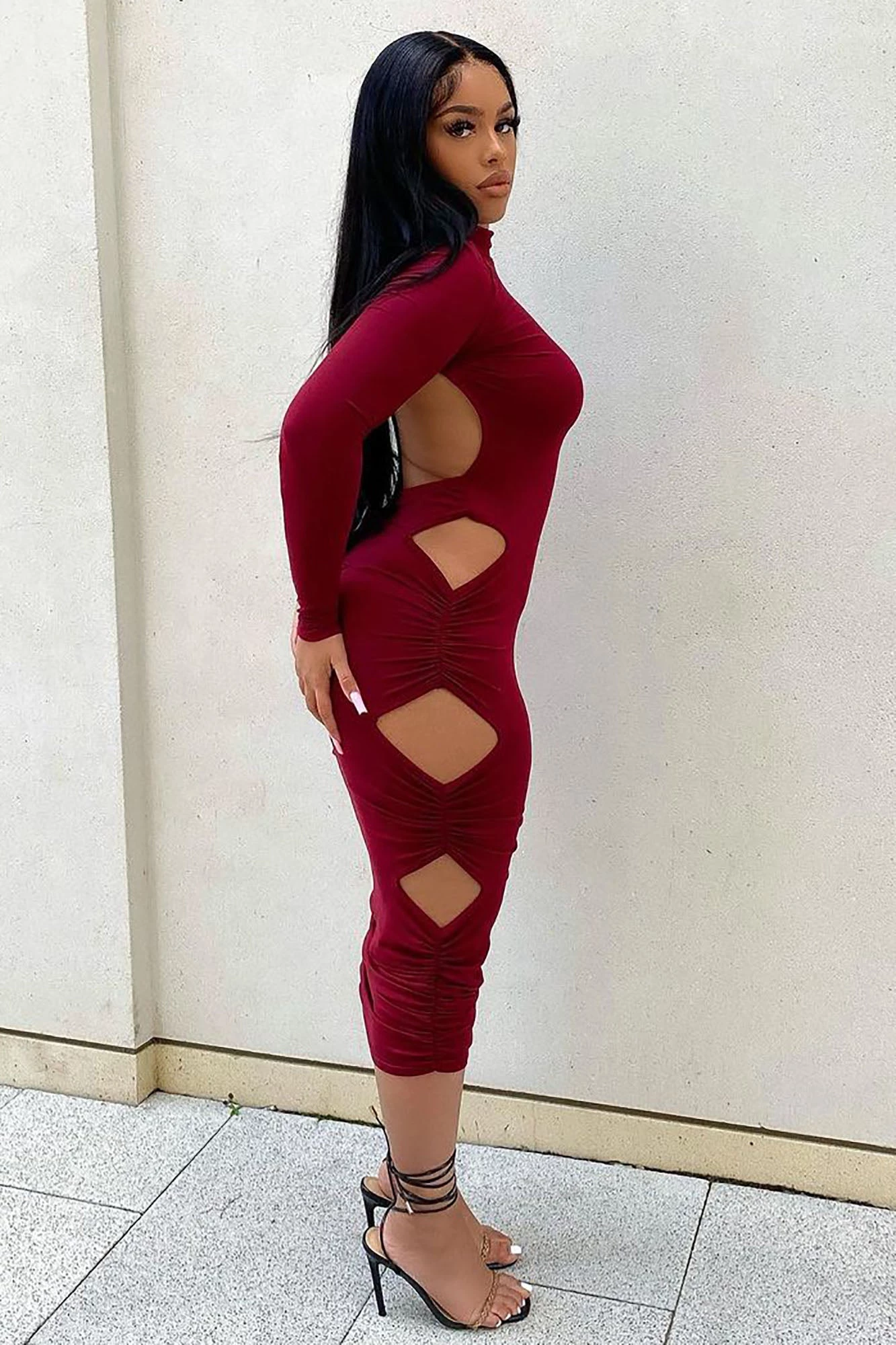 Fashion Nova Time Of Your Life Midi Dress - Wine 4 Fashion Nova Time Of Your Life Midi Dress - Wine - Image 2