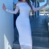 Fashion Nova Top Trend Ruched Maxi Dress - White -fashion nova dresses Shop TopTrendRuchedMaxiDress White MER