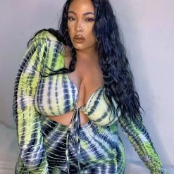 Fashion Nova Watch Me Ruche Tie Dye Mini Dress - Green -fashion nova dresses Shop WatchMeRucheTieDyeMiniDress Green MER CURVE