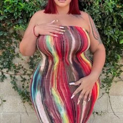 Fashion Nova Work Of Art Dress - Red/Multi -fashion nova dresses Shop WorkOfArtDress RedMulti MER PLUS