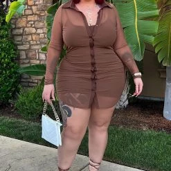 Fashion Nova You Mesh Me Mini Dress Set - Mocha -fashion nova dresses Shop YouMeshMeMiniDressSet Mocha MER PLUS